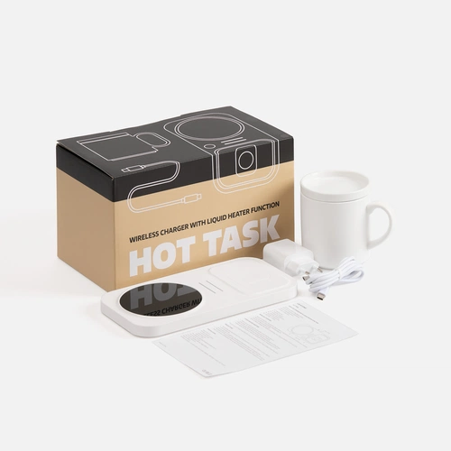 Беспроводное зарядное устройство с подогревом кружки Hot Task, белое