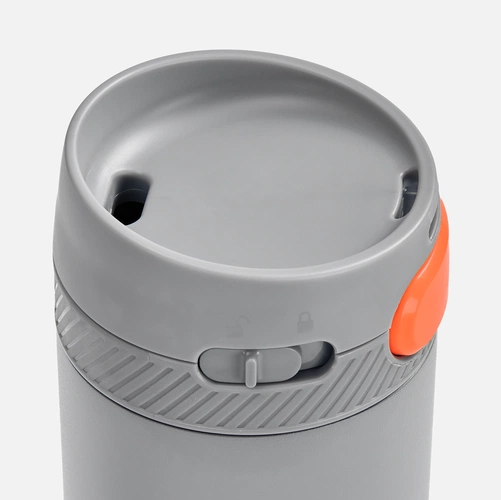 Термостакан X1 с цветной кнопкой, серый с оранжевым