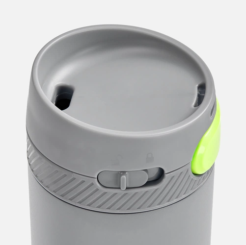 Термостакан X1 с цветной кнопкой, серый с желтым