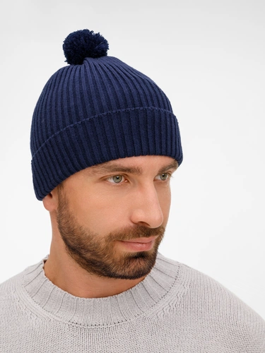 Шапка Catch Match с помпоном, темно-синяя