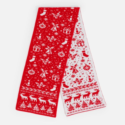 Шарф Holidale, красный с молочным