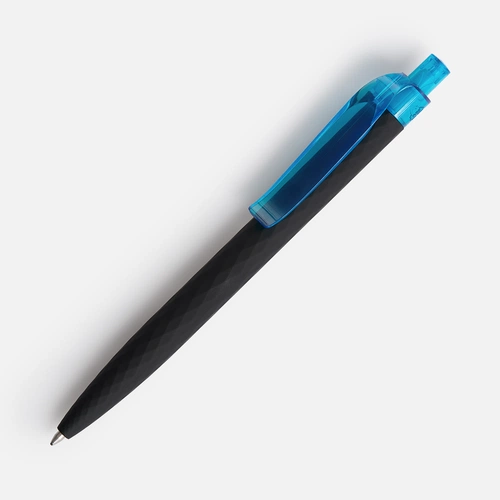Ручка шариковая Prodir QS01 PRT-T Soft Touch, черная с голубым