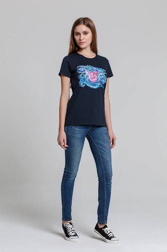 Футболка женская «Ван-Пиг», синяя