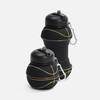 Складная бутылка для воды Basketball Flex, черная