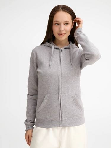 Толстовка женская на молнии с капюшоном Seven Women, серый меланж
