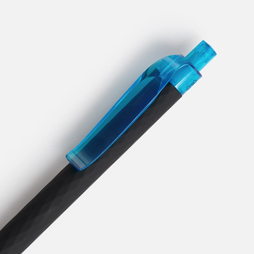 Ручка шариковая Prodir QS01 PRT-T Soft Touch, черная с голубым