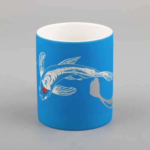 Кружка Colorido, синий неон с круговой гравировкой и деколью