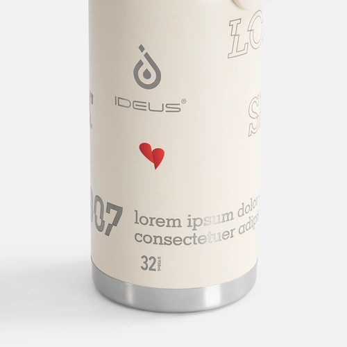 Термобутылка Fujisan XL 2.0, белая (молочная) с УФ-печатью и лазерной гравировкой