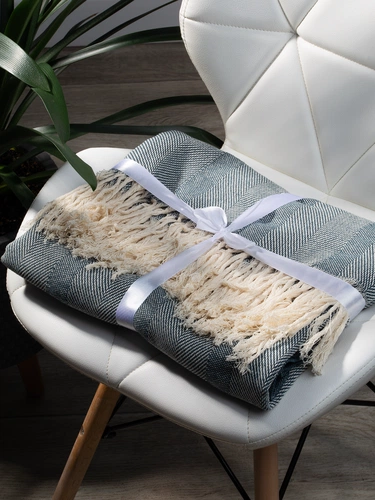 Плед «Сенеж», серо-синий