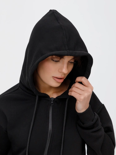 Толстовка унисекс оверсайз на молнии Zippy Terry, черная