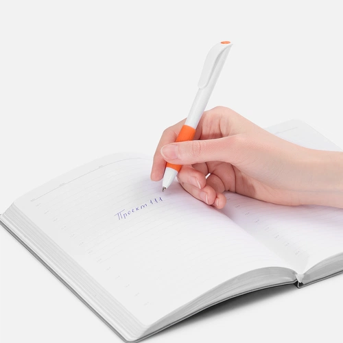 Ручка шариковая Grip, белая с оранжевым
