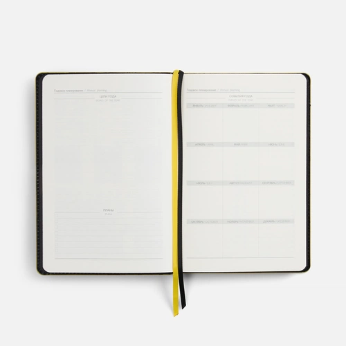 Ежедневник Alanis, недатированный, черный с желтым