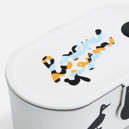 Ланчбокс Lunch Break, белый с черным с нанесением