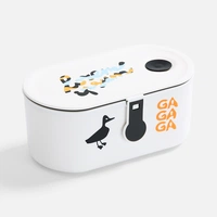 Ланчбокс Lunch Break, белый с черным с нанесением