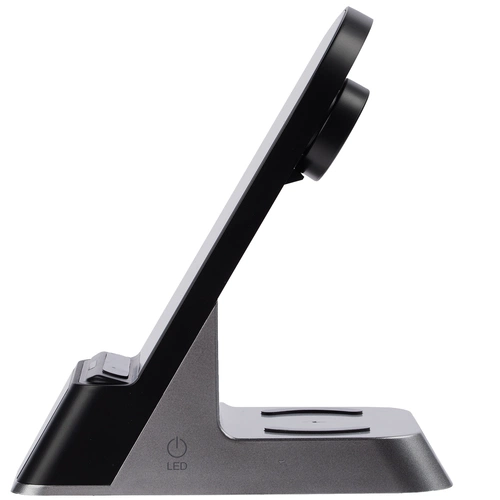 Зарядная станция с часами E-Store для смартфона, часов и наушников, черная