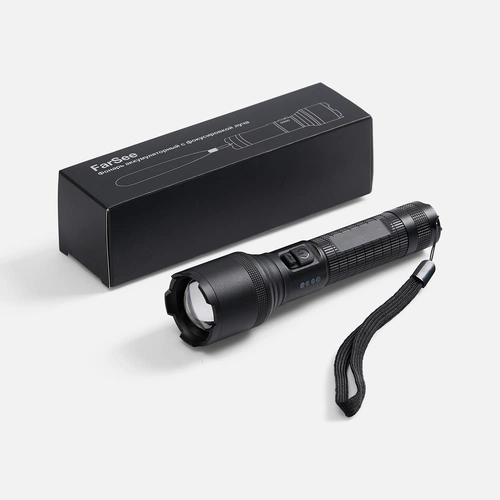 Фонарь аккумуляторный с фокусировкой луча FarSee, черный