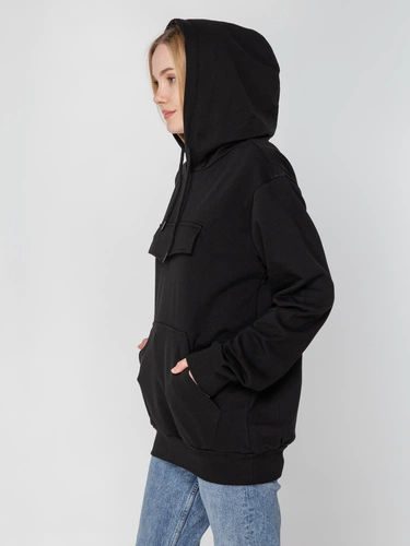 Худи унисекс с карманом на груди Chest Pocket, черное