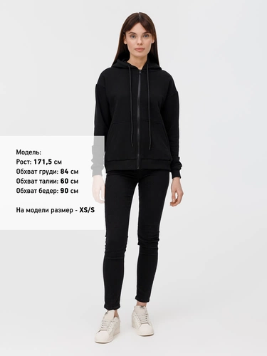 Толстовка унисекс оверсайз на молнии Zippy Terry, черная