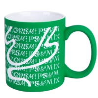 Кружка с покрытием софт-тач, зеленая, с круговой лазерной гравировкой