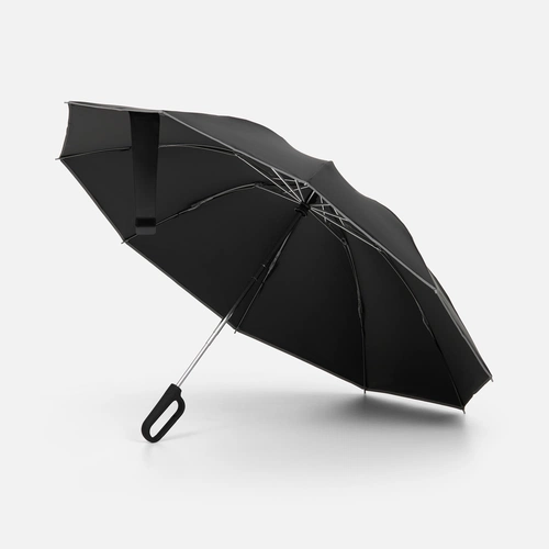 Зонт обратного сложения с ручкой-карабином Foldberry, черный