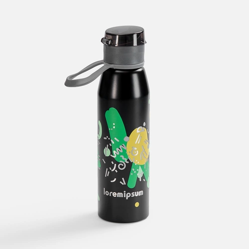 Бутылка для воды Billy Gym, матовая черная с нанесением