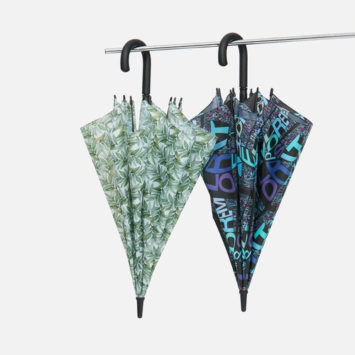 Зонт-трость Undercolor с полной запечаткой, с зелеными спицами