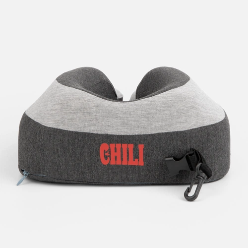 Дорожная подушка Piligrim, серая с нанесением и кастомизацией