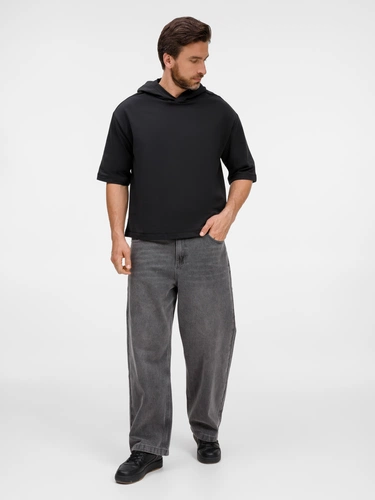 Футболка оверсайз унисекс с капюшоном Neofit, черная