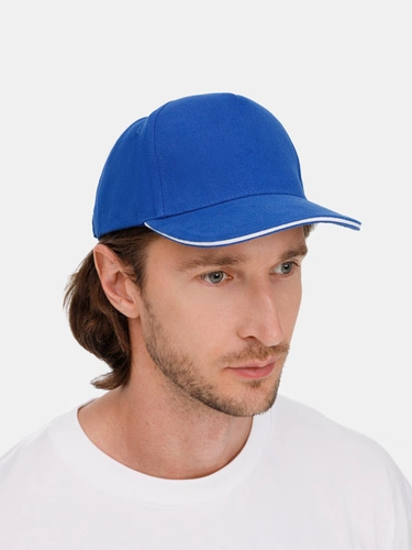 Бейсболка Long Beach, ярко-синяя с белым