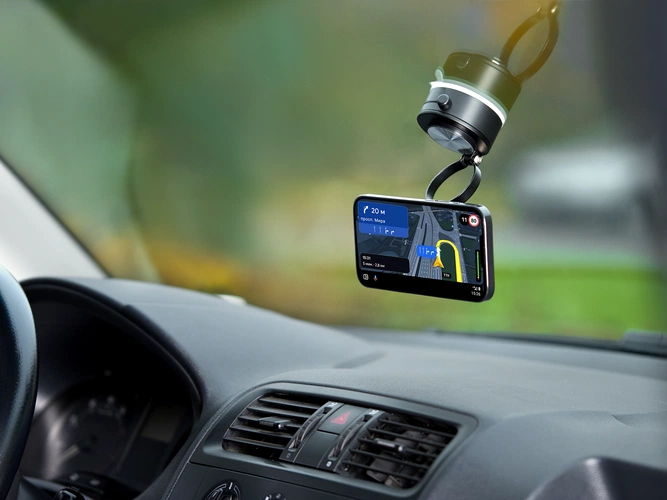 Вакуумная магнитная подставка airFix, черная с серым