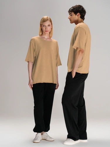 Футболка оверсайз унисекс Vozduh, бежевая