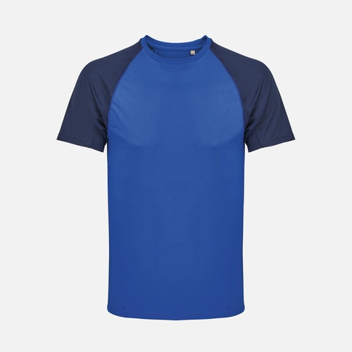 Футболка спортивная унисекс Vortex, темно-синяя с ярко-синим