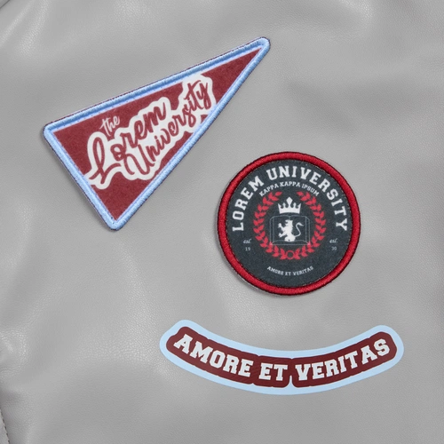 Бомбер из искусственной кожи Univer, серый с нанесением