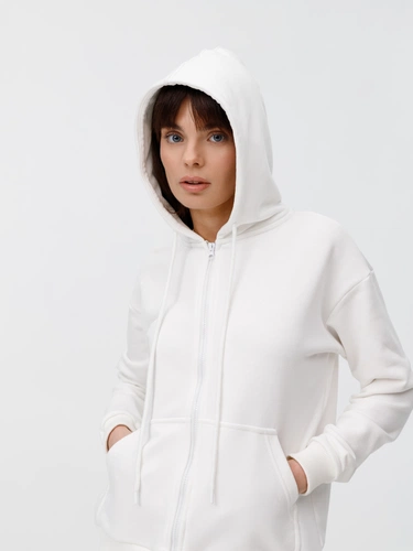 Толстовка унисекс оверсайз на молнии Zippy Terry, белая
