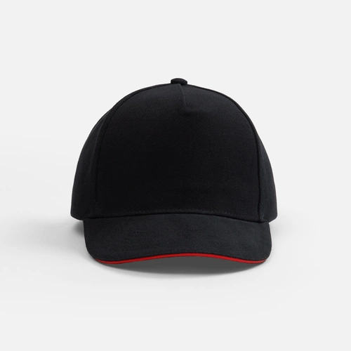 Бейсболка Classic 2.0, черная с красным кантом