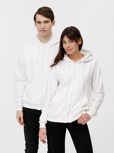 Толстовка унисекс оверсайз на молнии Zippy Terry, белая