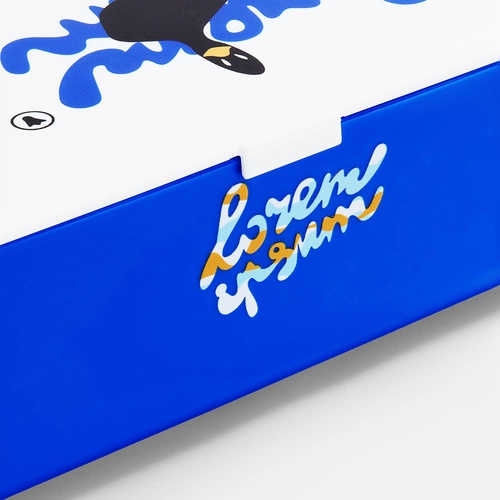 Ланчбокс Lunch Hour, белый с синим с нанесением