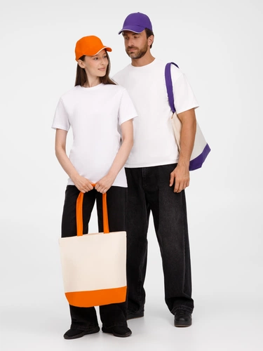 Бейсболка Canopy, оранжевая с белым кантом