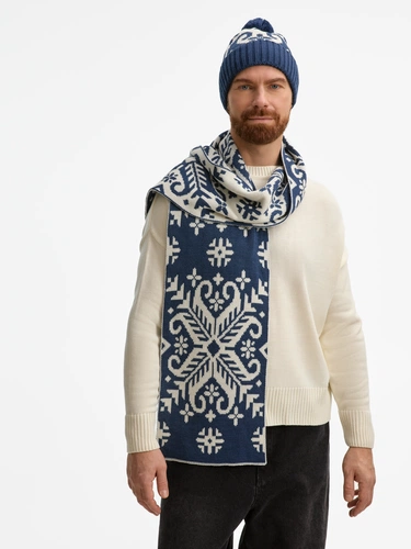 Шапка Wintertude, синяя с белым