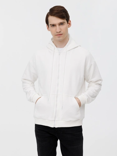 Толстовка унисекс оверсайз на молнии Zippy Terry, белая
