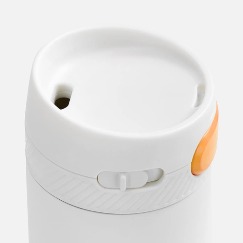 Термостакан X1 с цветной кнопкой, белый с оранжевым