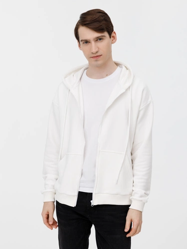 Толстовка унисекс оверсайз на молнии Zippy Terry, белая