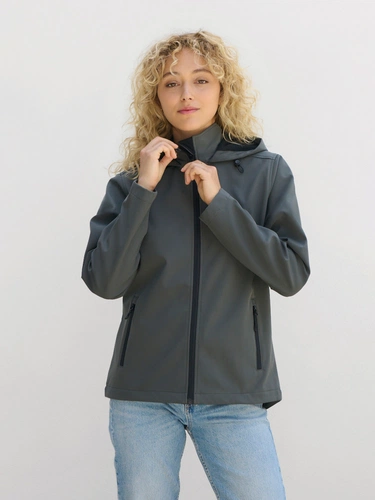 Куртка софтшелл с капюшоном женская Race Women, черная