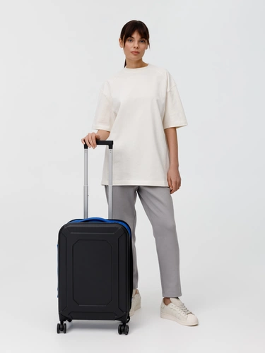 Чемодан Platta, черный с синим