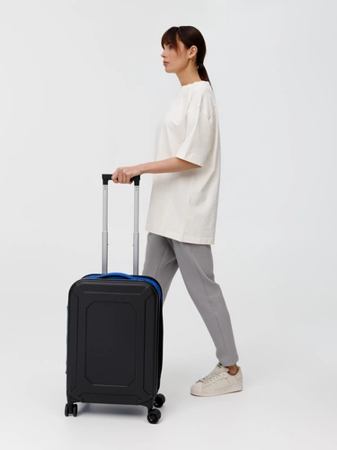 Чемодан Platta, черный с синим