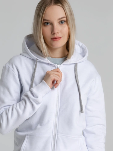 Толстовка на молнии с капюшоном Unit Siverga Heavy, белая