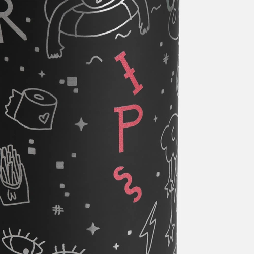 Термос Skydive, ver.2, черный с круговой лазерной гравировкой и УФ-печатью