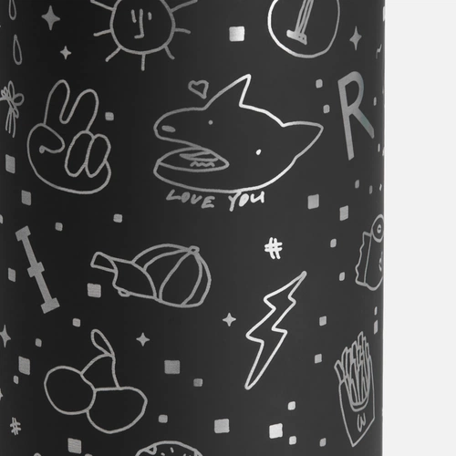 Термос Skydive, ver.2, черный с круговой лазерной гравировкой и УФ-печатью