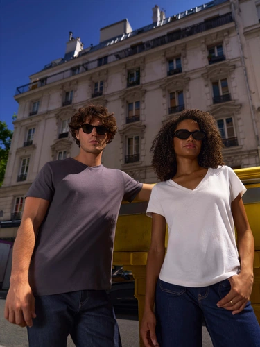 Футболка унисекс Regent с V-образным вырезом, белая