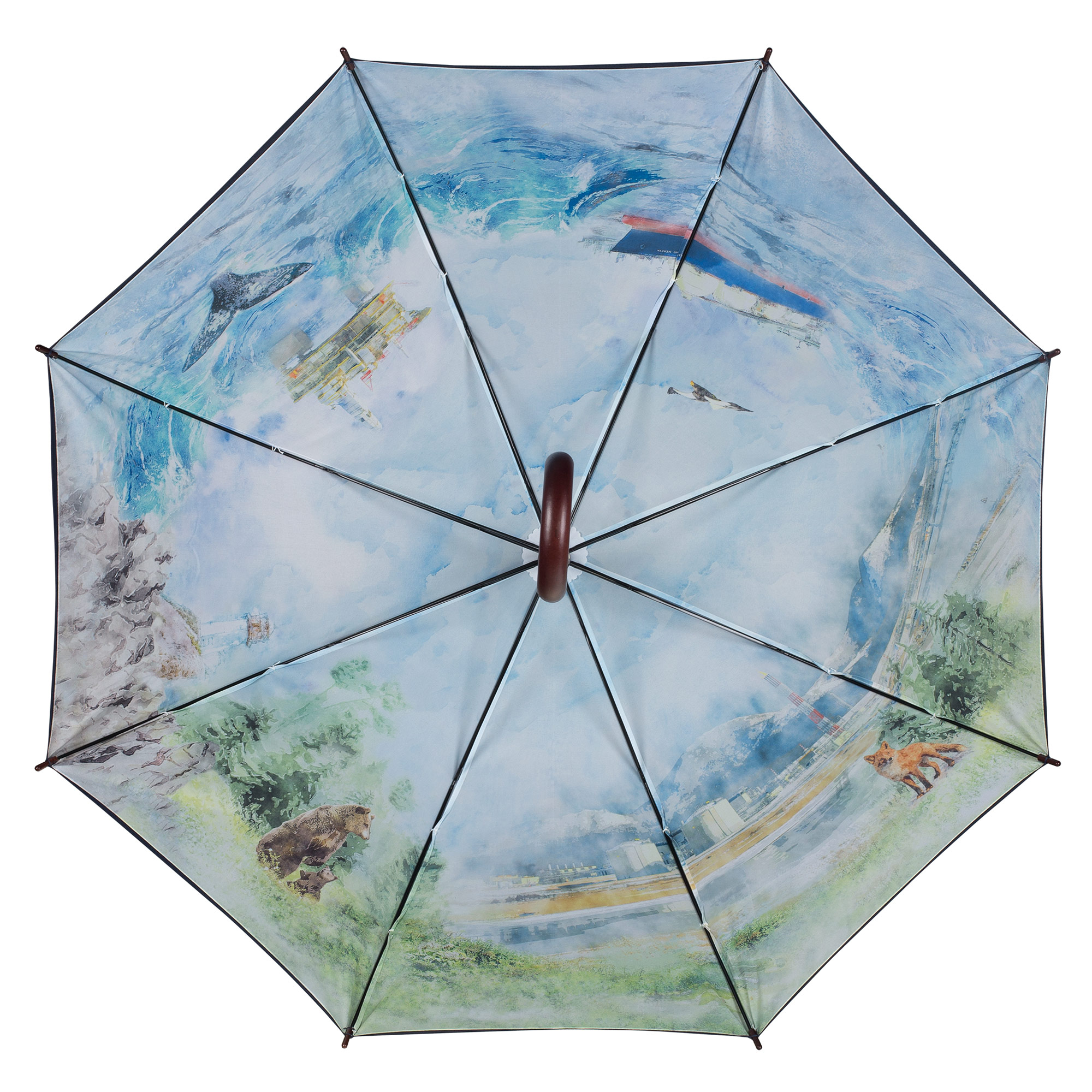 Фотография — Зонт с цветной печатью на внутренней стороне